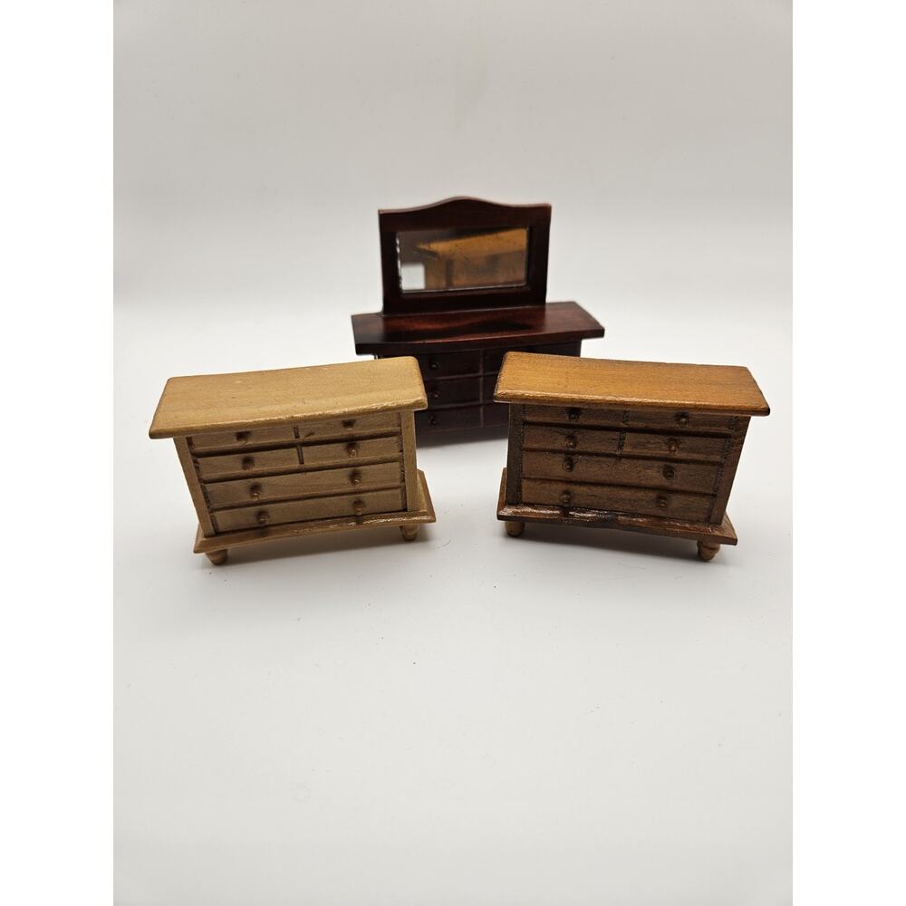 Miniature Dollhouse Furniture Set - Brown and Tan